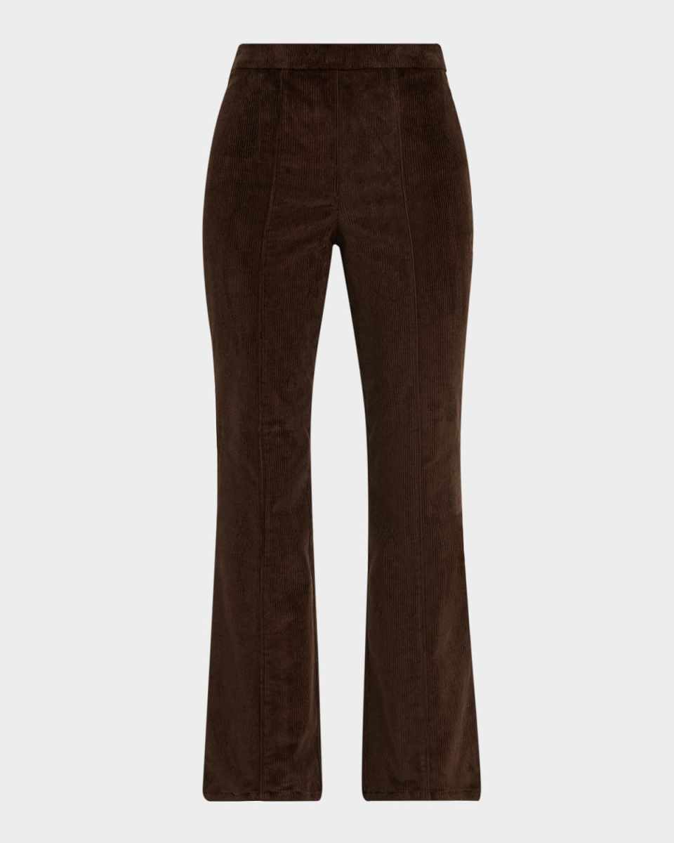 Corduroy Ankle Flare Pants with Princess Seams